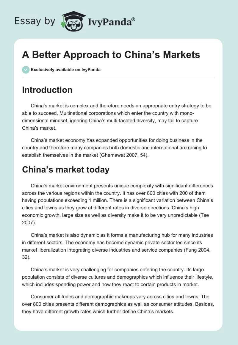 A Better Approach to China’s Markets. Page 1