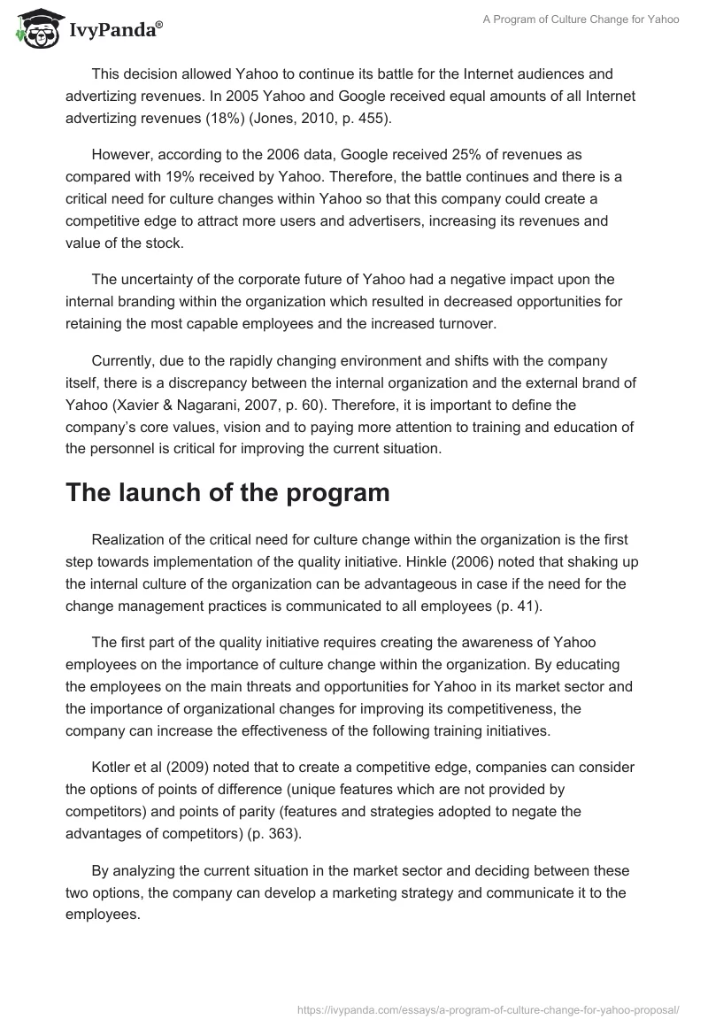 A Program of Culture Change for Yahoo. Page 2