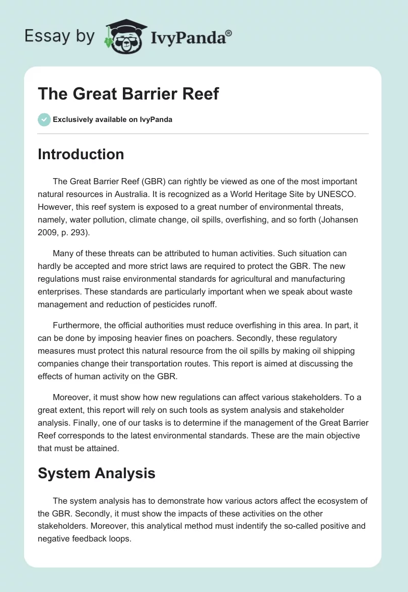 The Great Barrier Reef. Page 1