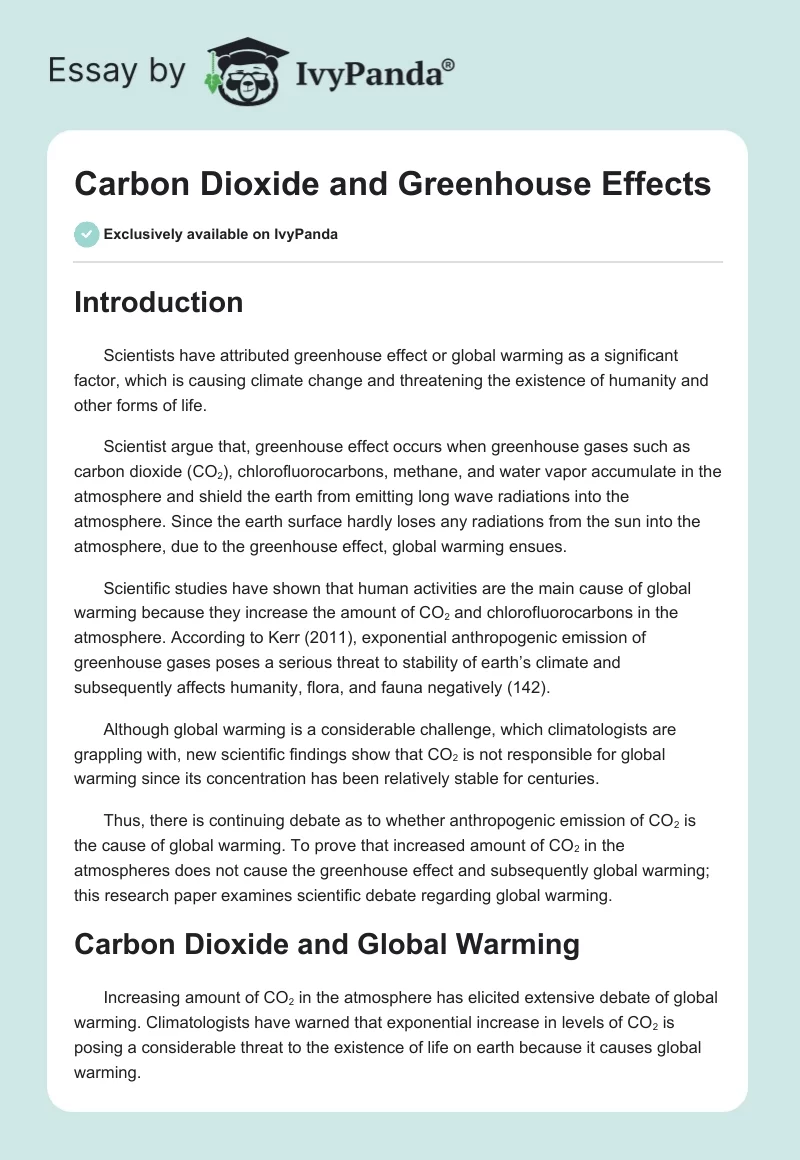 Carbon Dioxide and Greenhouse Effects. Page 1