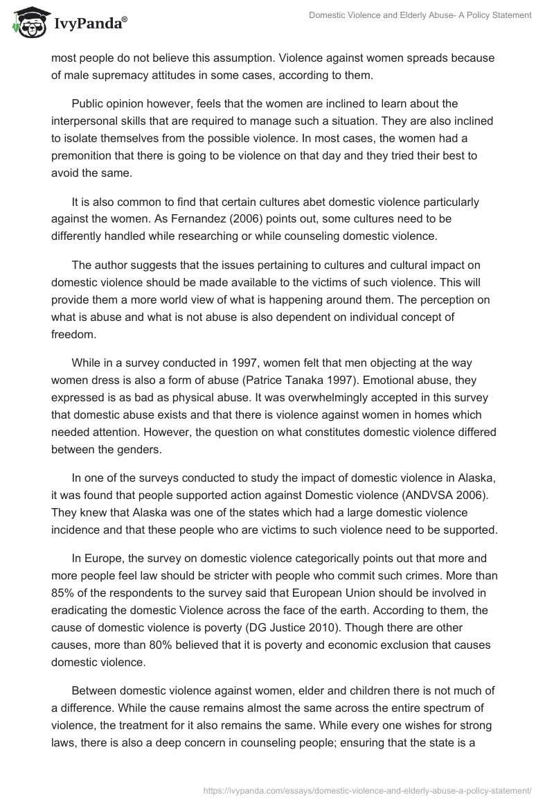 Domestic Violence and Elderly Abuse- A Policy Statement. Page 4