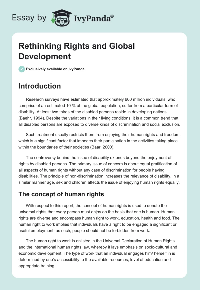 Rethinking Rights and Global Development. Page 1