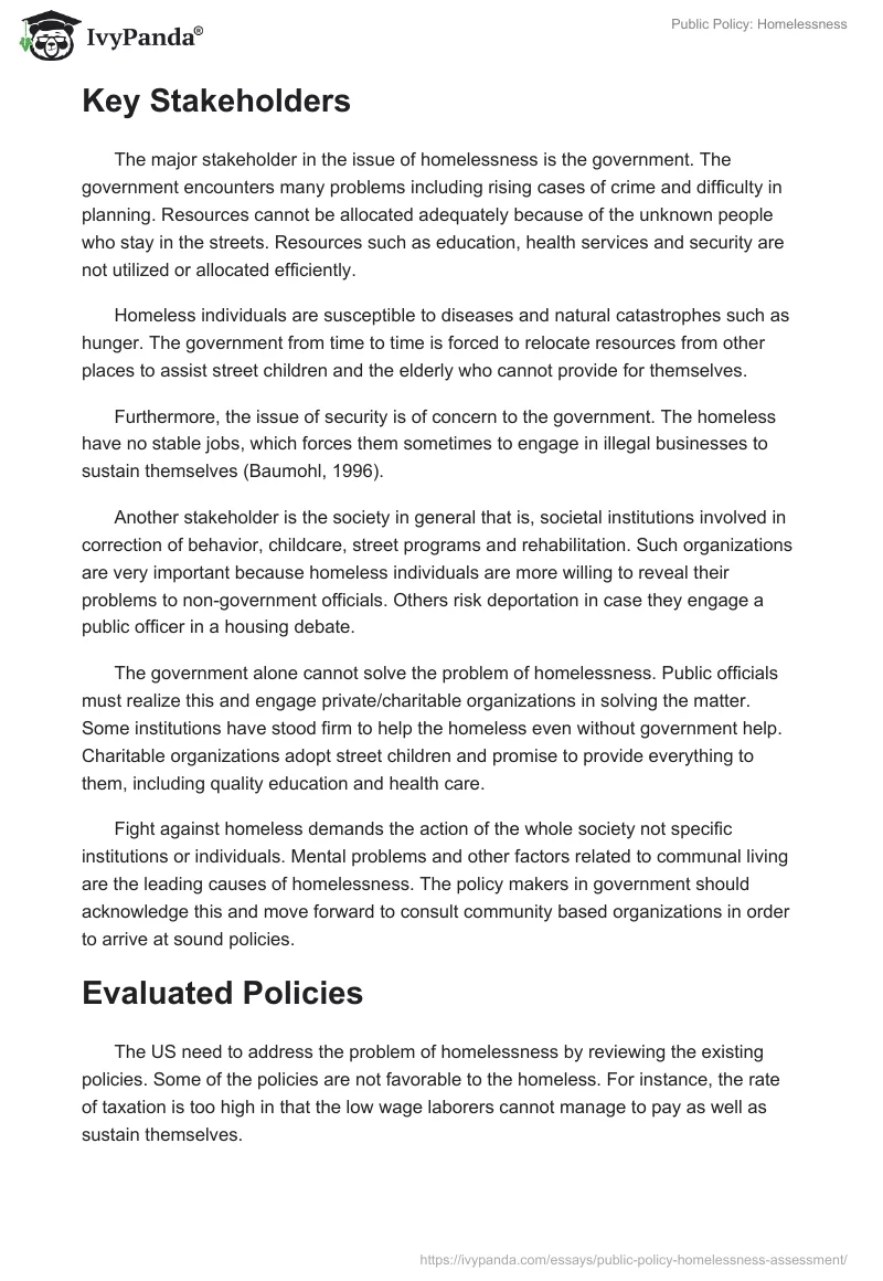 Public Policy: Homelessness. Page 2