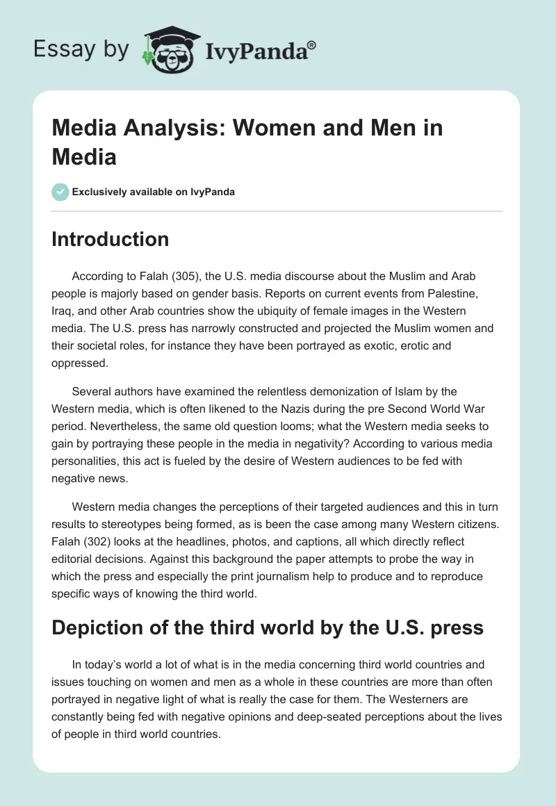 Media Analysis: Women and Men in Media. Page 1