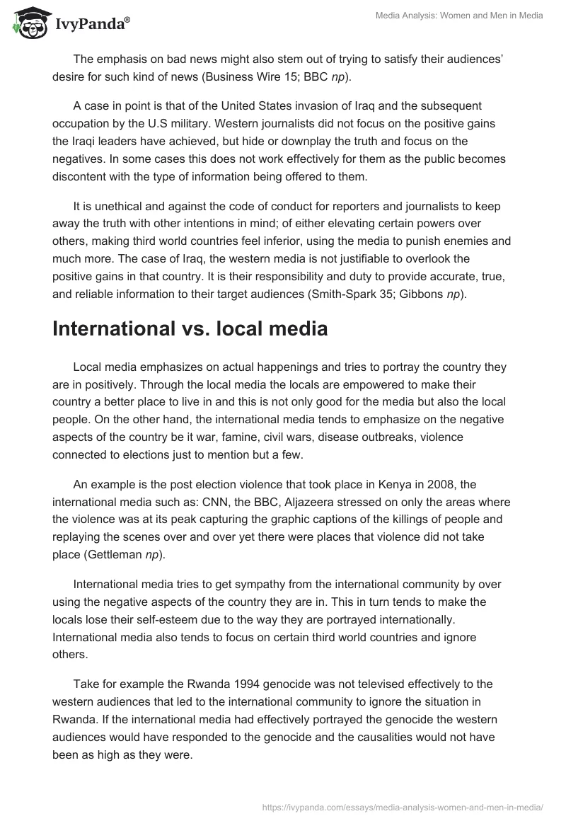 Media Analysis: Women and Men in Media. Page 5