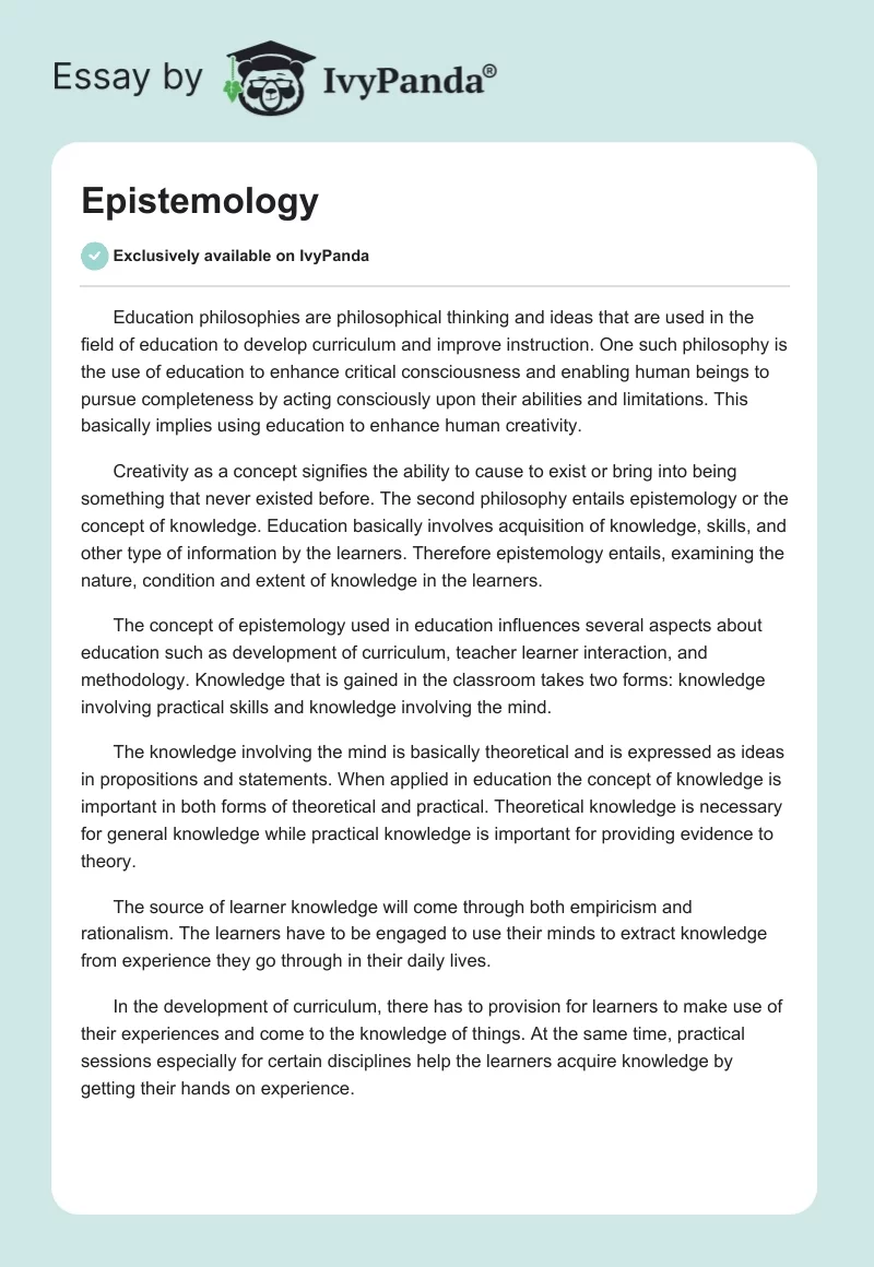 Epistemology. Page 1