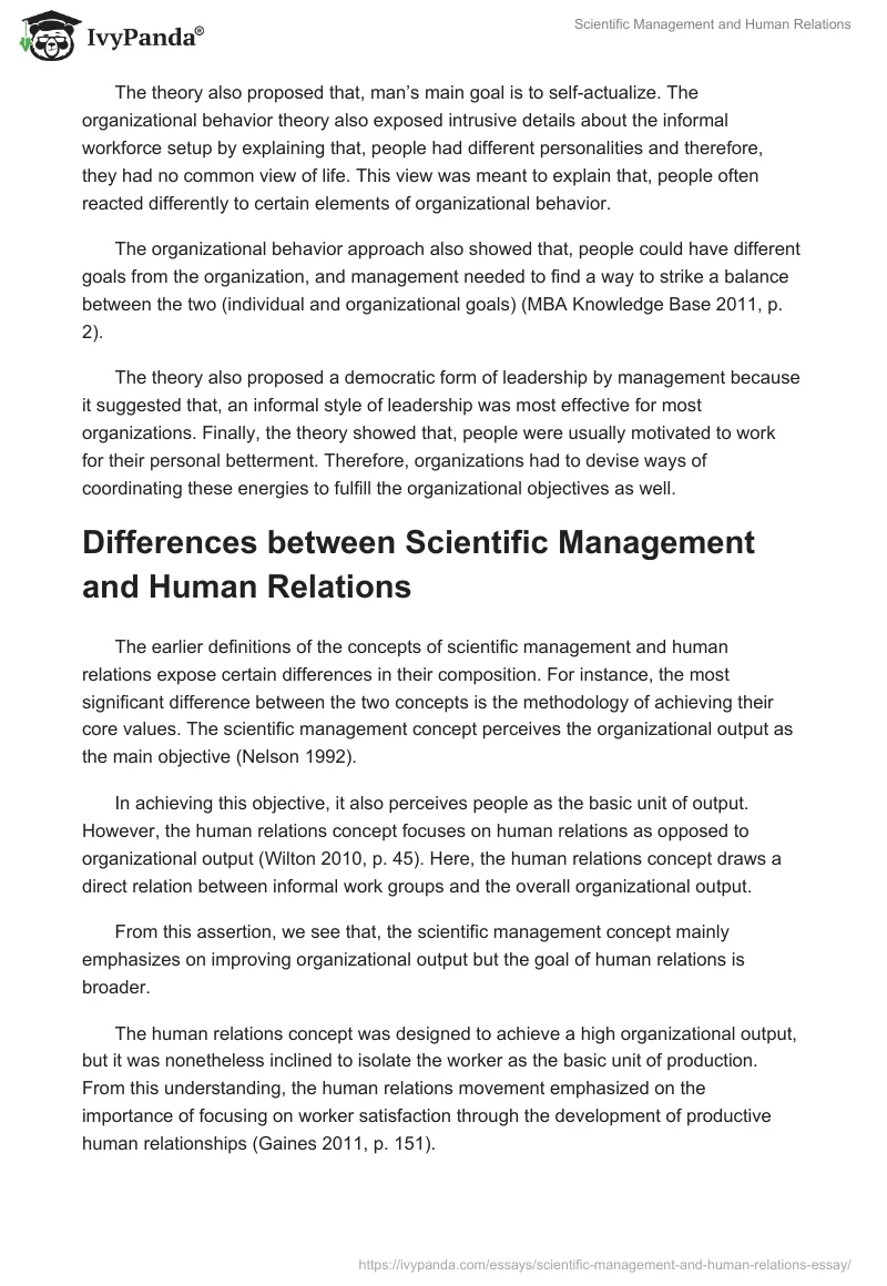 Scientific Management and Human Relations. Page 5