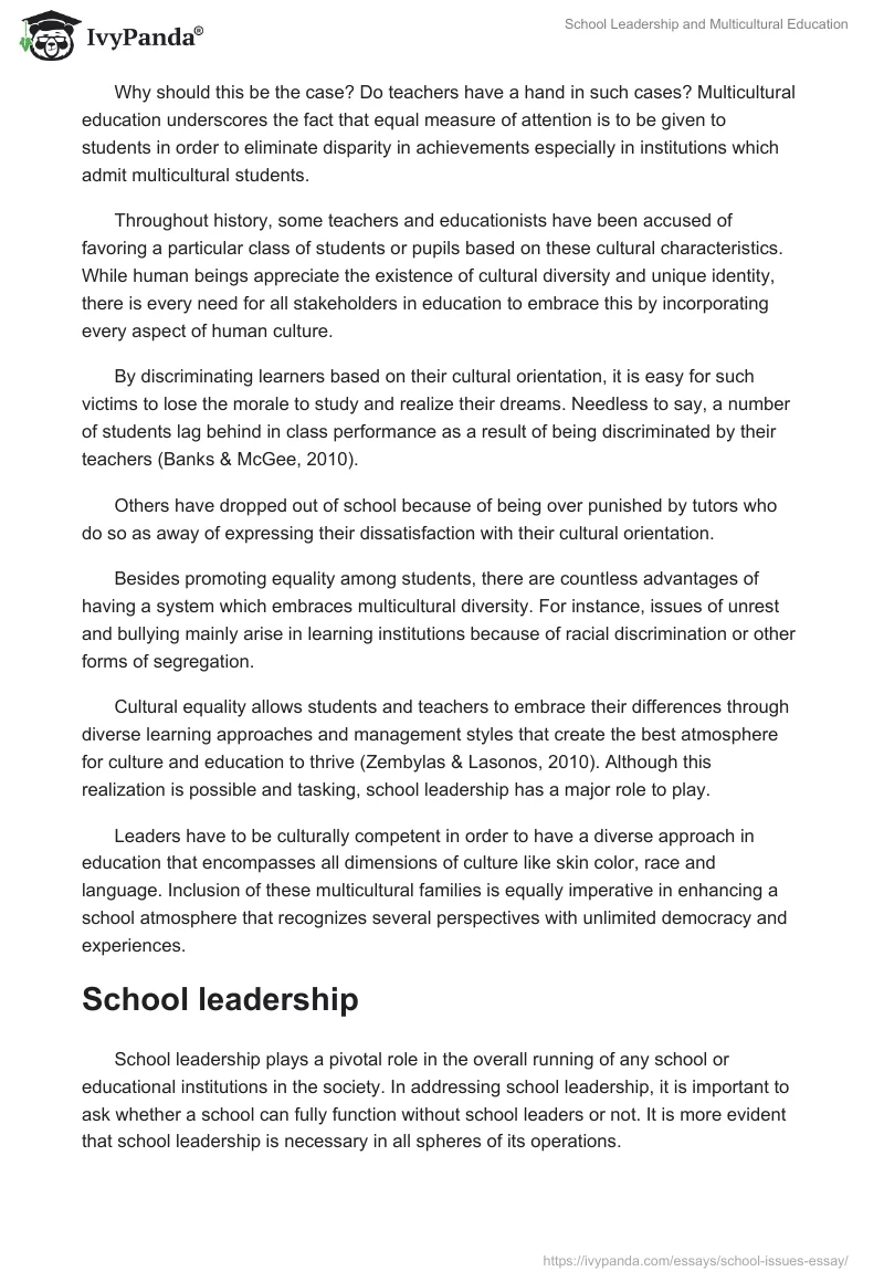 School Leadership and Multicultural Education. Page 2
