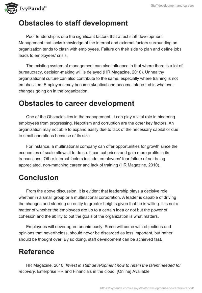 Staff development and careers. Page 3