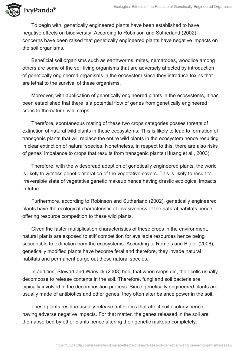 Ecological Effects of the Release of Genetically Engineered Organisms. Page 2