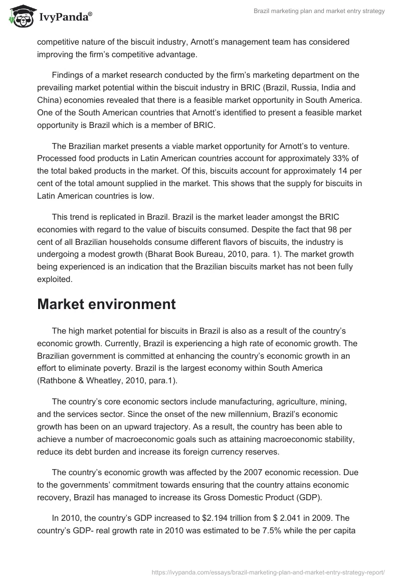 Brazil marketing plan and market entry strategy. Page 2