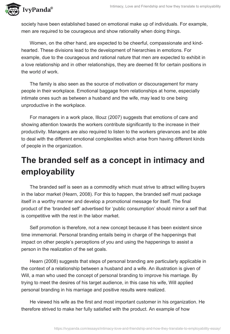 Intimacy, Love and Friendship and how they translate to employability. Page 3