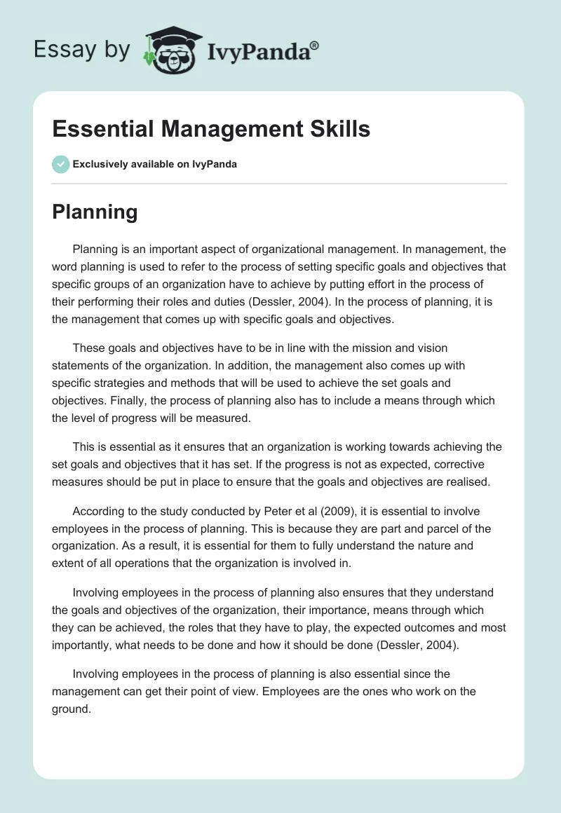 Essential Management Skills. Page 1
