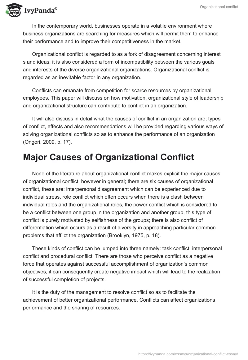 Organizational Conflict. Page 5