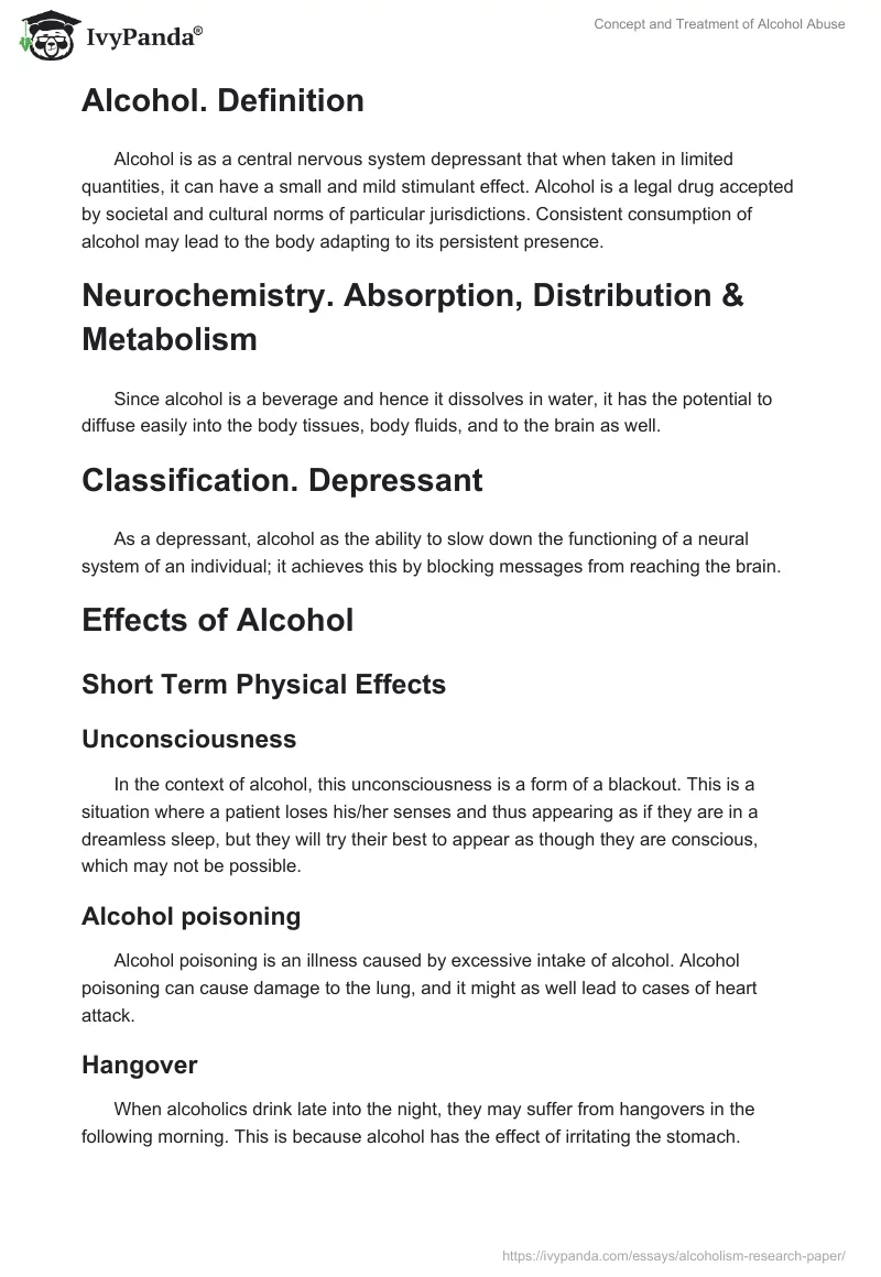 alcoholism topic research paper