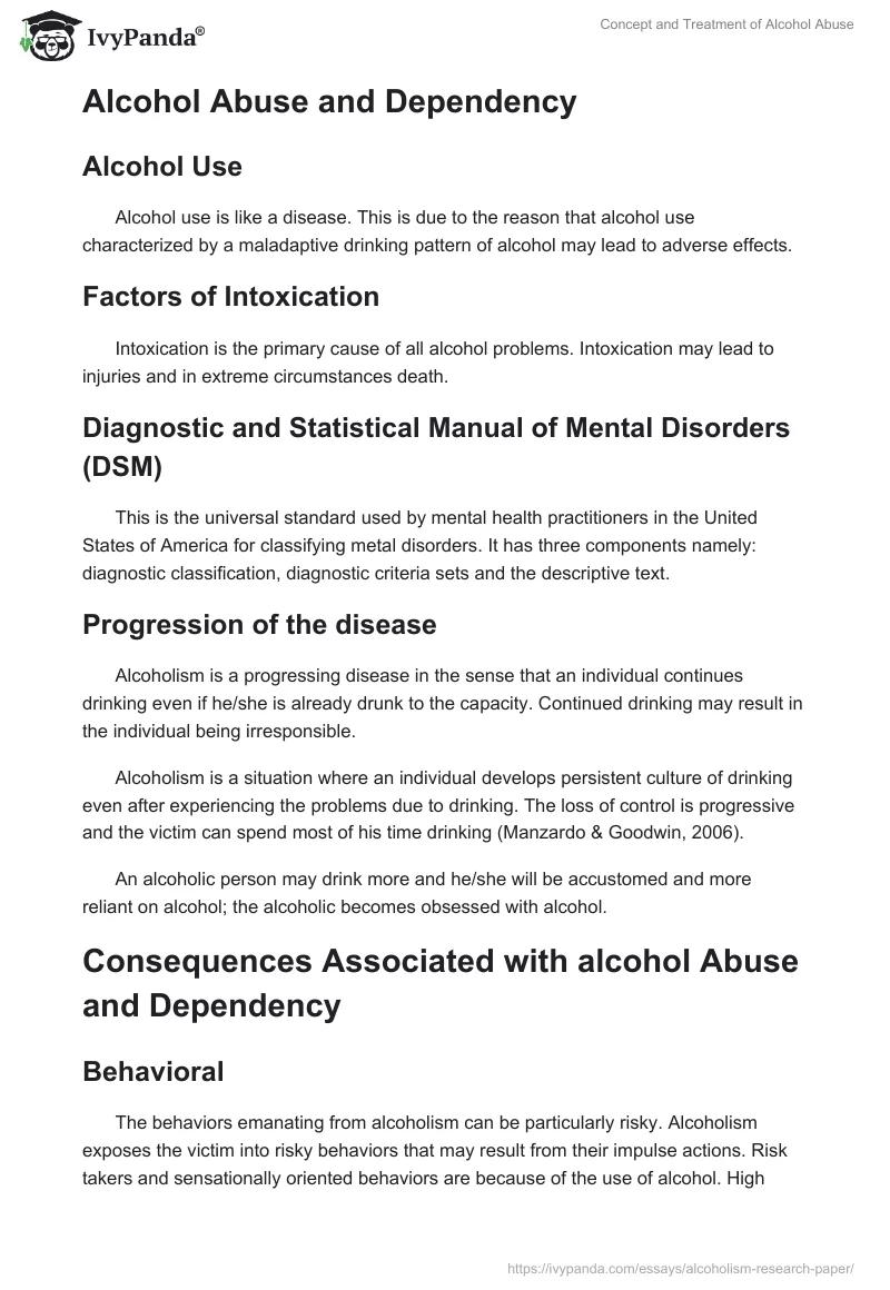 Concept and Treatment of Alcohol Abuse. Page 4