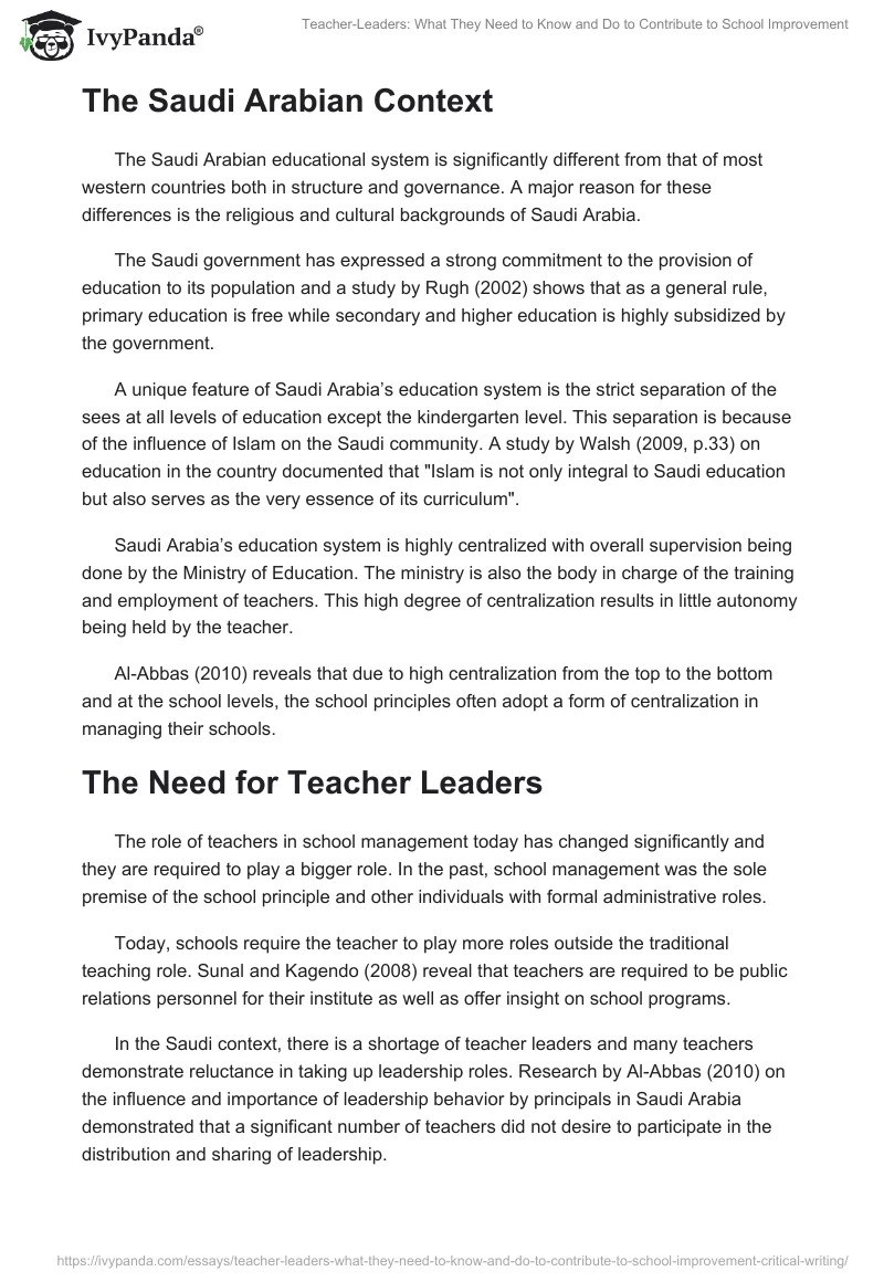 Teacher-Leaders: What They Need to Know and Do to Contribute to School Improvement. Page 3