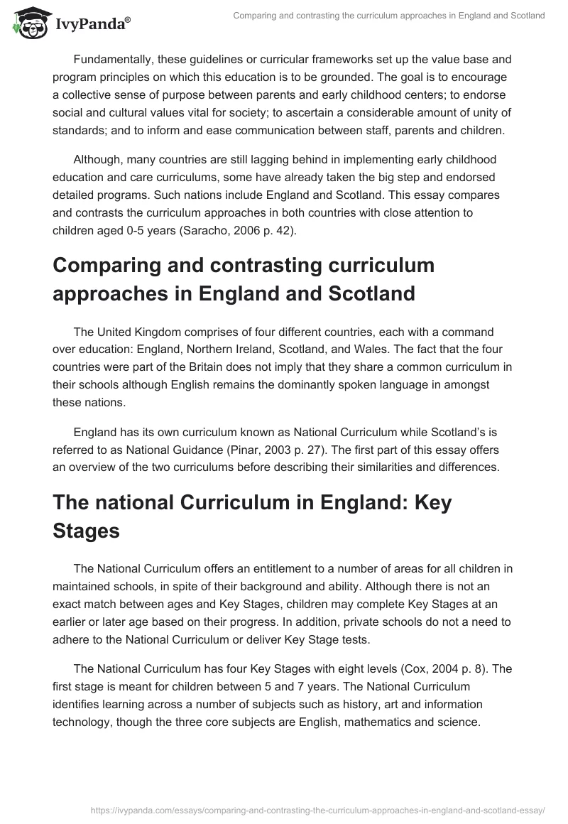 Comparing and Contrasting the Curriculum Approaches in England and Scotland. Page 2