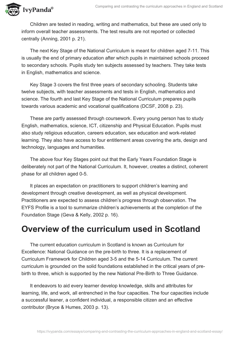 Comparing and Contrasting the Curriculum Approaches in England and Scotland. Page 3