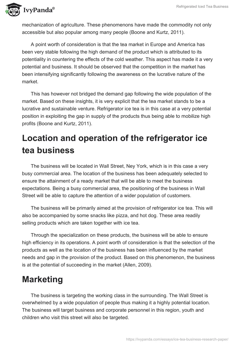 Refrigerated Iced Tea Business. Page 2