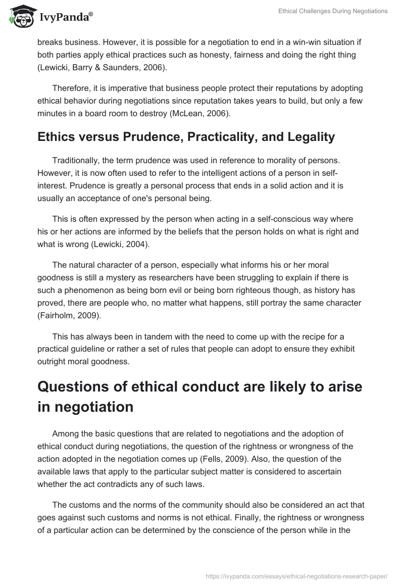 Ethical Challenges During Negotiations. Page 2
