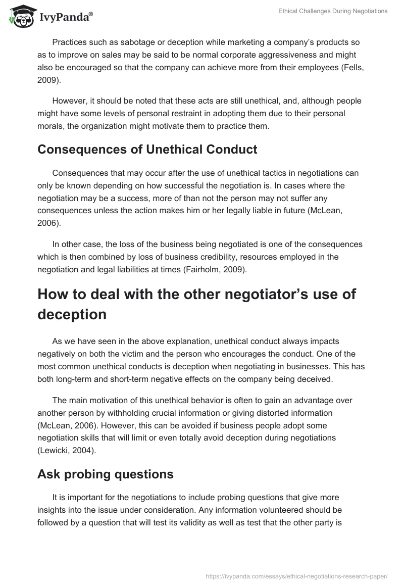 Ethical Challenges During Negotiations. Page 4