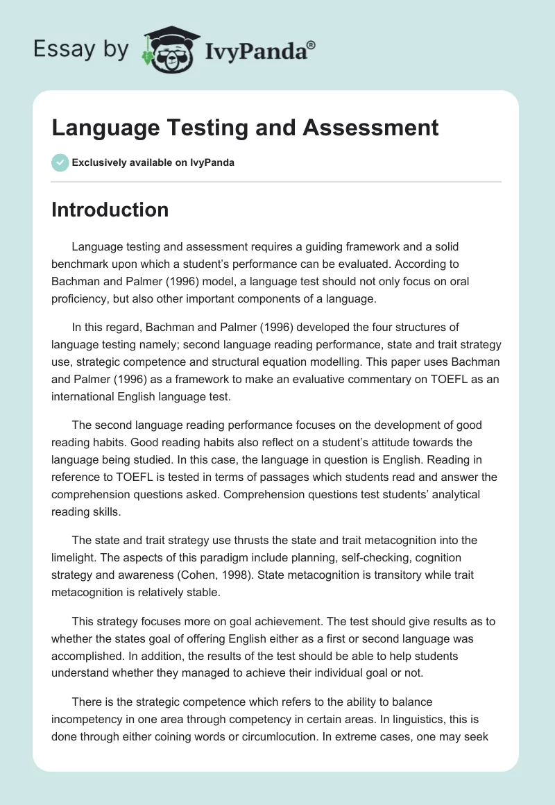 Language Testing and Assessment. Page 1