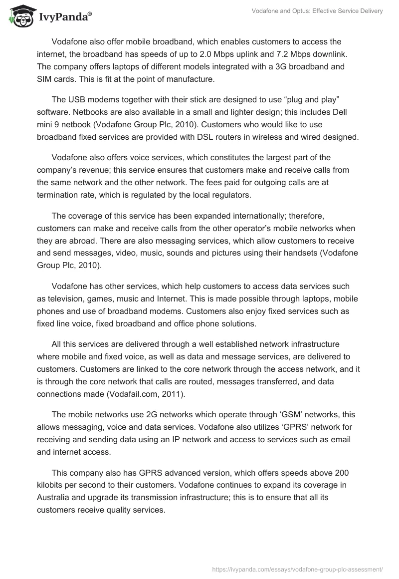 Vodafone and Optus: Effective Service Delivery. Page 2