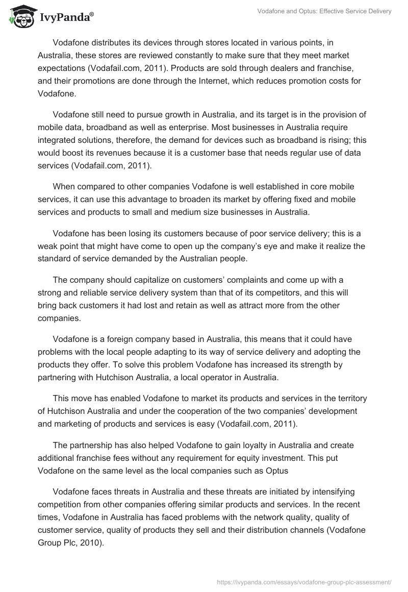 Vodafone and Optus: Effective Service Delivery. Page 3