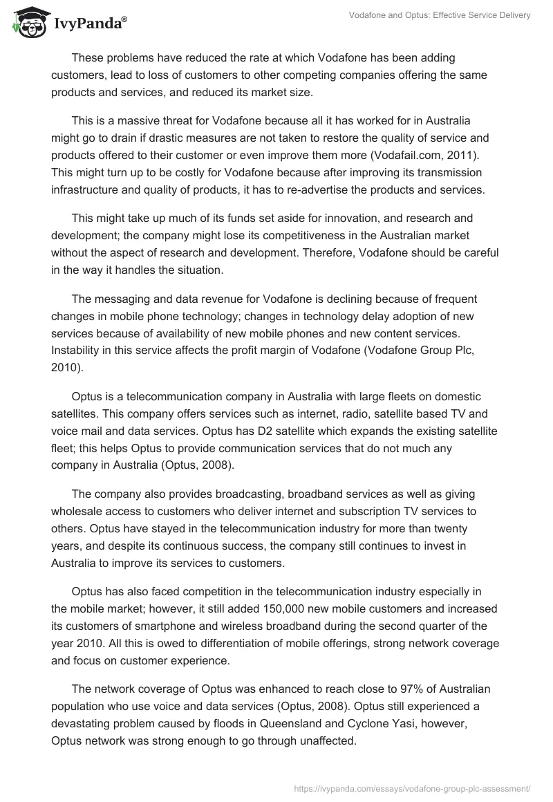 Vodafone and Optus: Effective Service Delivery. Page 4