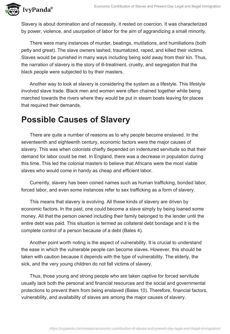 Economic Contribution of Slaves and Present Day Legal and Illegal Immigration. Page 2