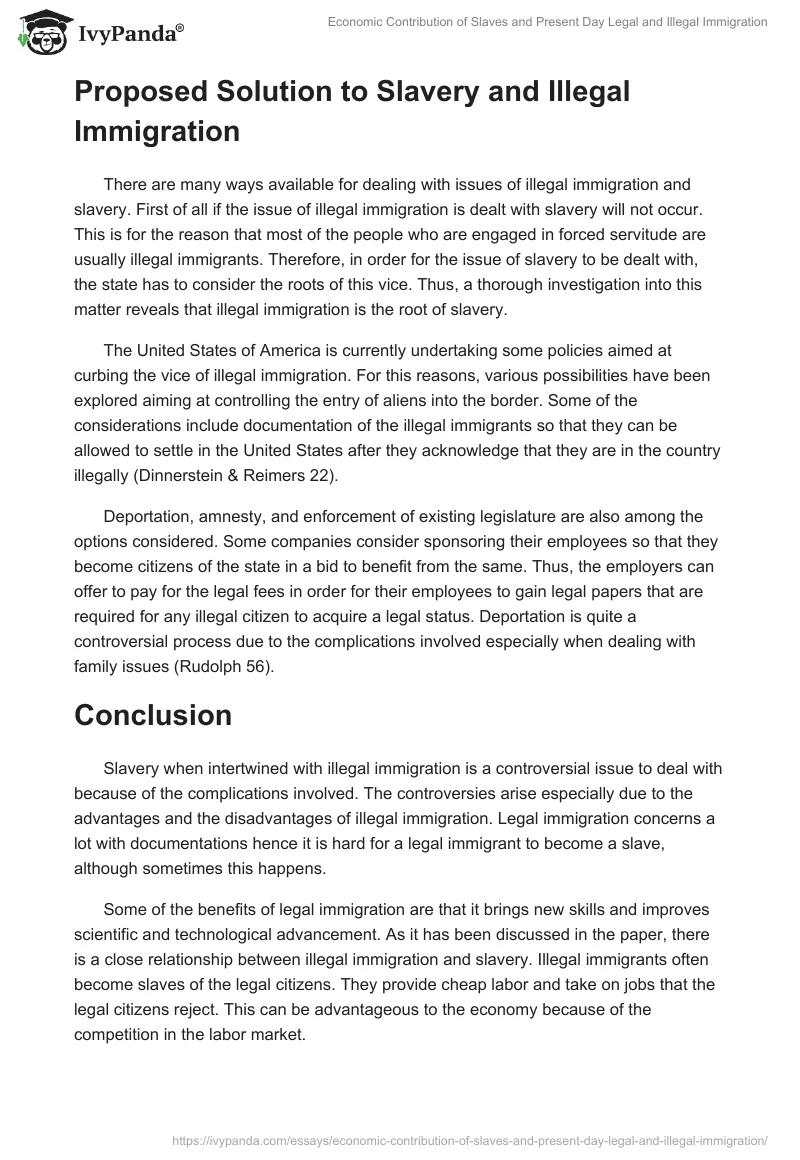 Economic Contribution of Slaves and Present Day Legal and Illegal Immigration. Page 5