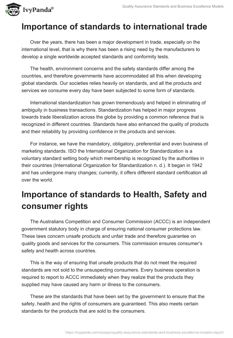 Quality Assurance Standards and Business Excellence Models. Page 2