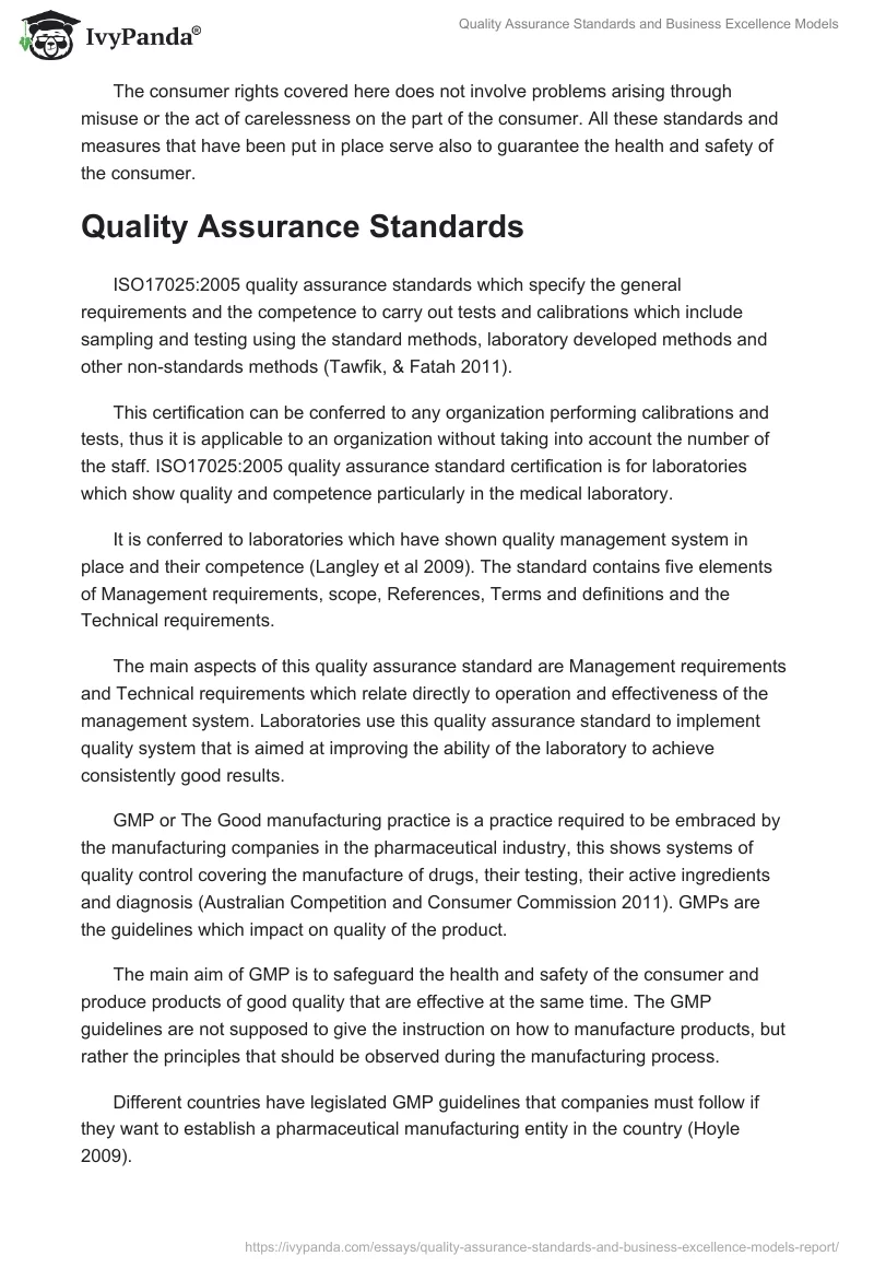 Quality Assurance Standards and Business Excellence Models. Page 3