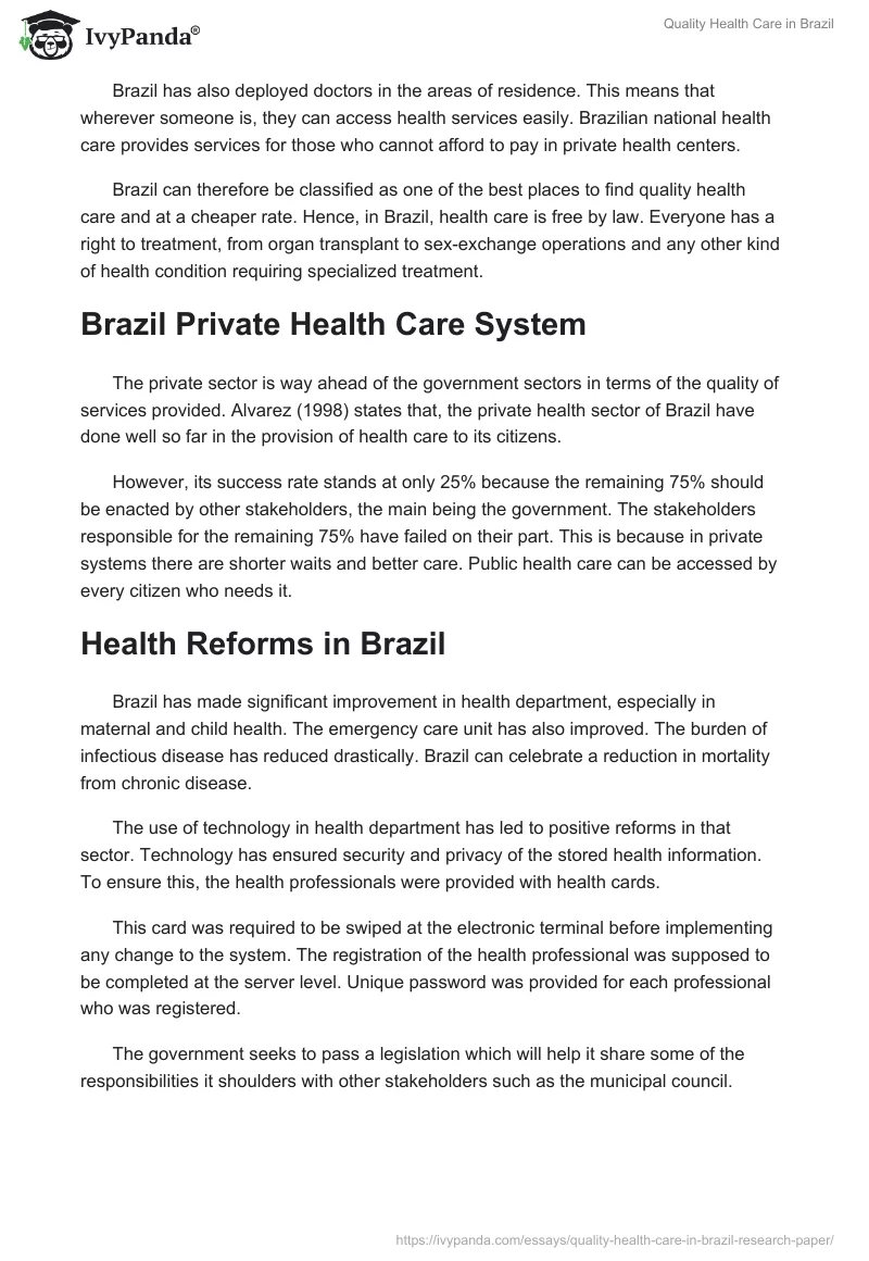 Quality Health Care in Brazil. Page 3