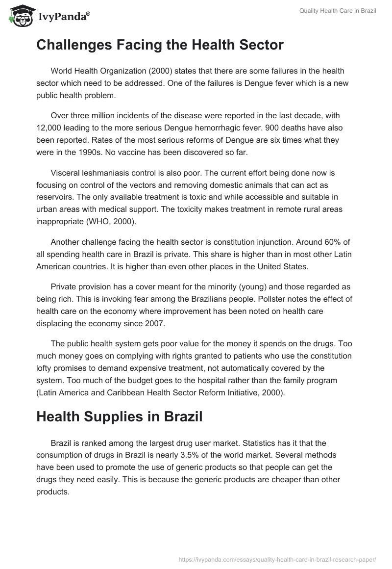 Quality Health Care in Brazil. Page 4