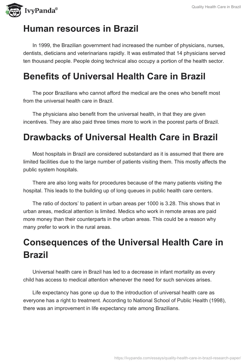 Quality Health Care in Brazil. Page 5