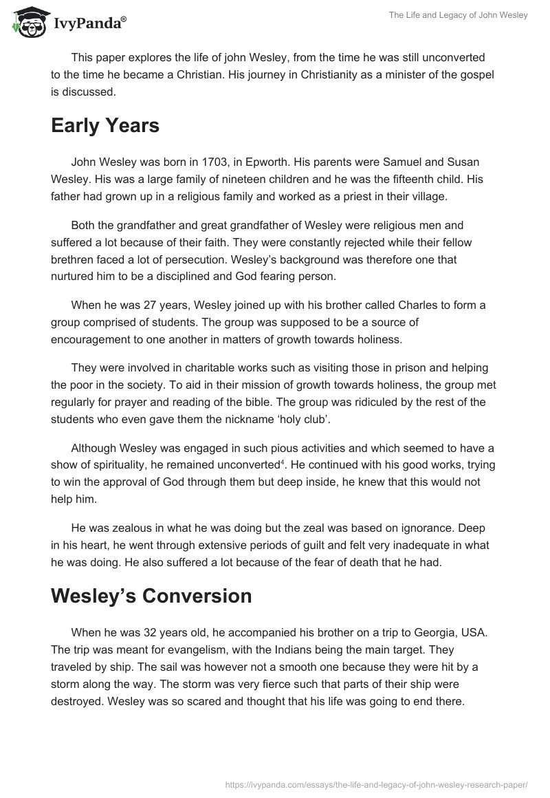 The Life and Legacy of John Wesley. Page 2