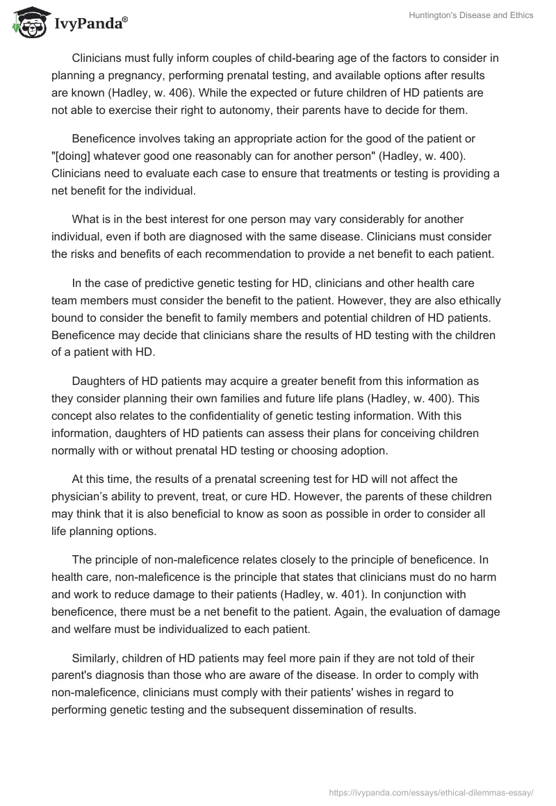 Huntington's Disease and Ethics. Page 3