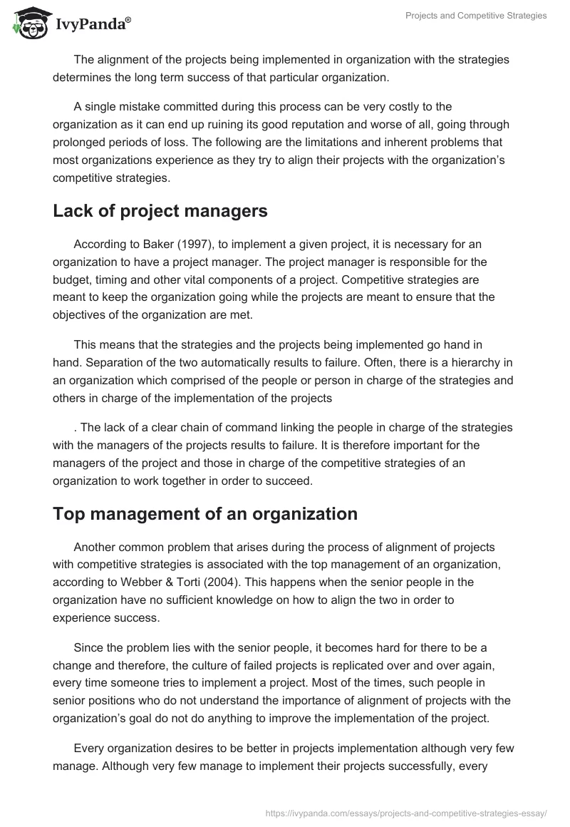 Projects and Competitive Strategies. Page 2