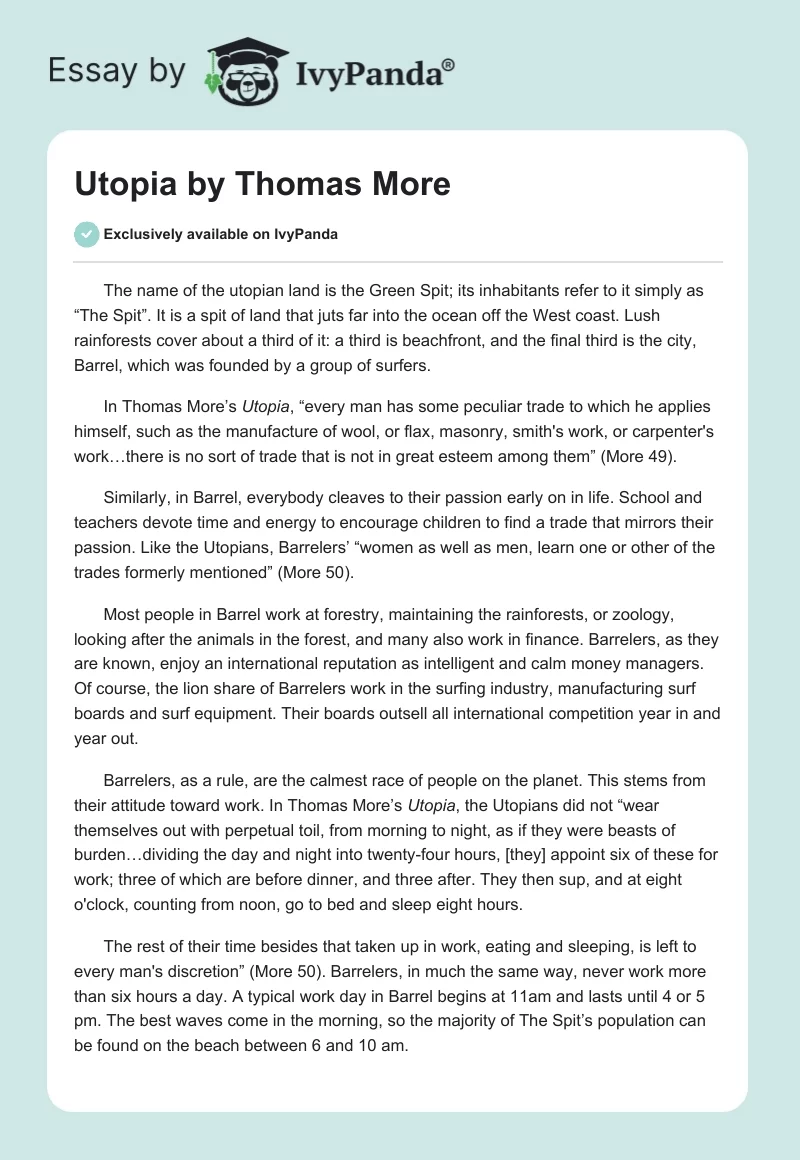 "Utopia" by Thomas More. Page 1