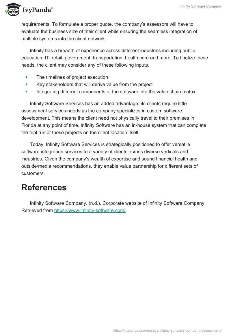 Infinity Software Company. Page 2