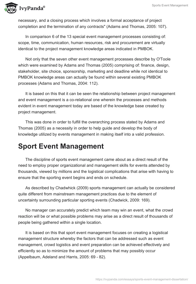 Sports Event Management. Page 5