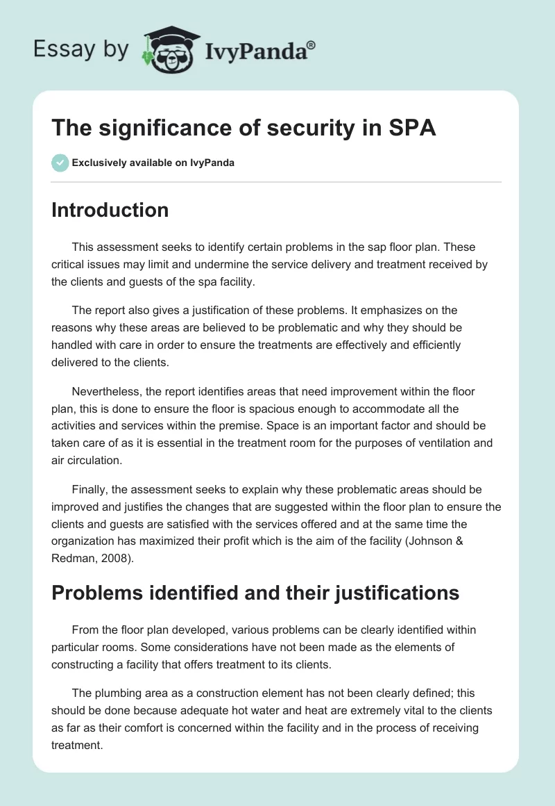 The significance of security in SPA. Page 1