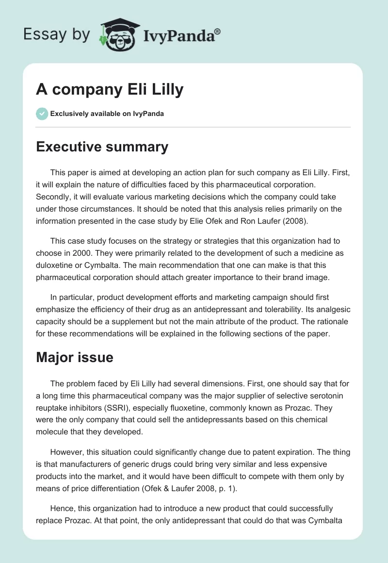 A company Eli Lilly. Page 1