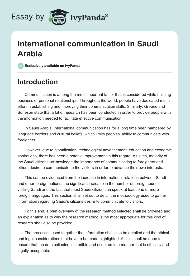 International Communication in Saudi Arabia. Page 1