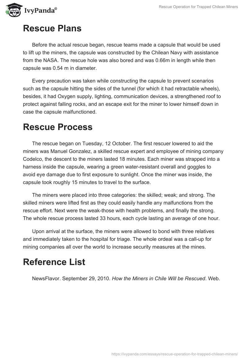 Rescue Operation for Trapped Chilean Miners. Page 2