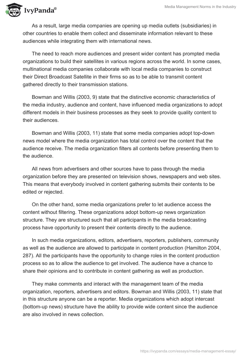 Media Management Norms in the Industry. Page 4