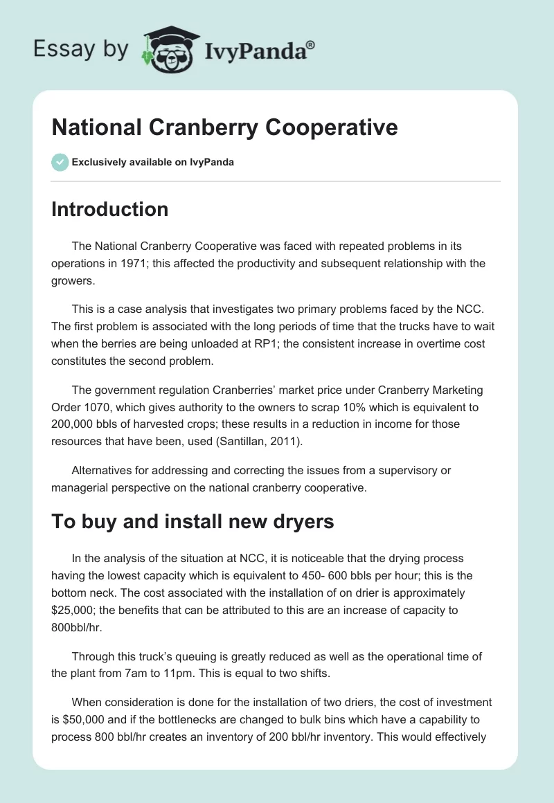 National Cranberry Cooperative. Page 1