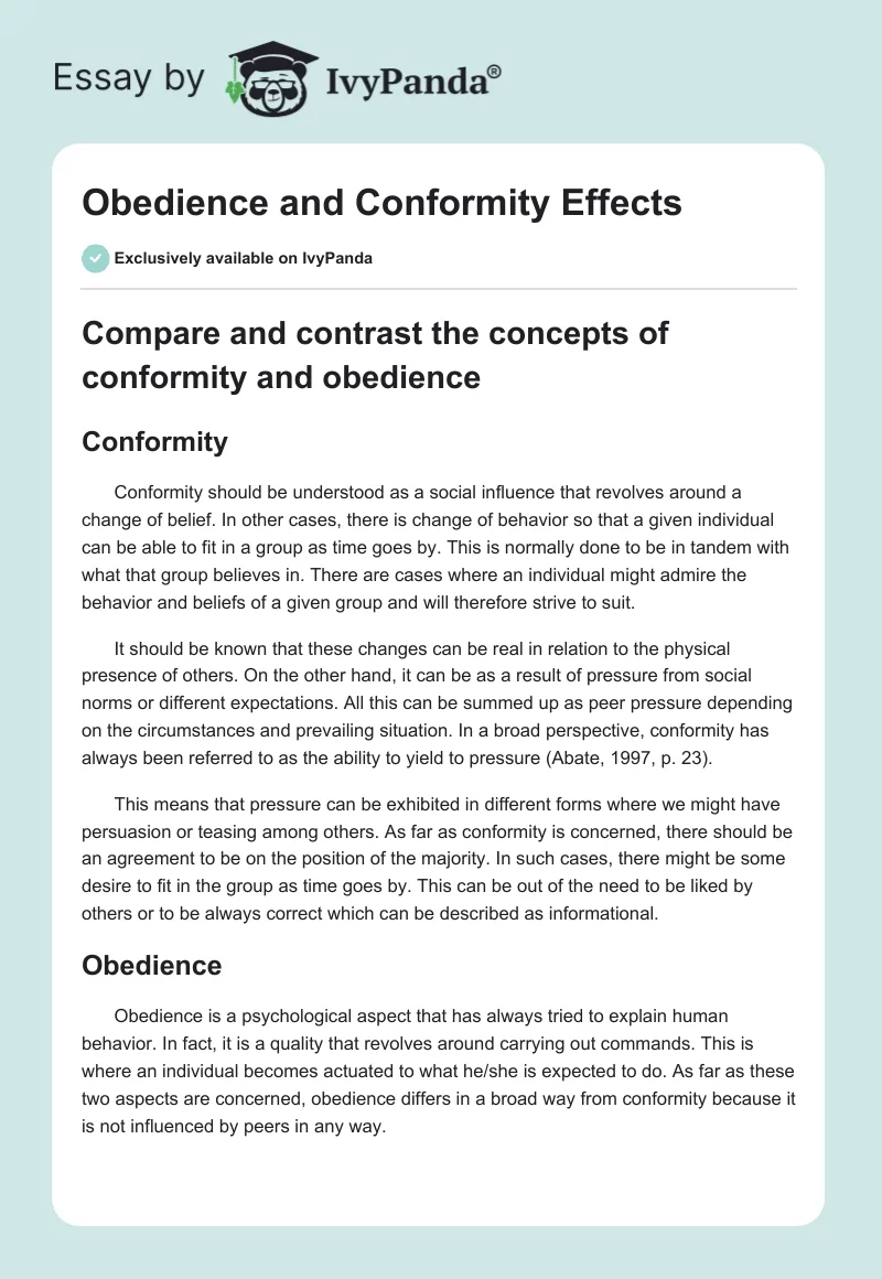 Obedience and Conformity Effects. Page 1